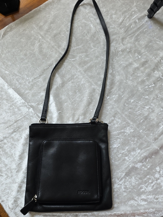 Fossil Handbags - Fossil Vintage Black Leather Travel Friendly Crossbody Bag with Front Zip Pocket